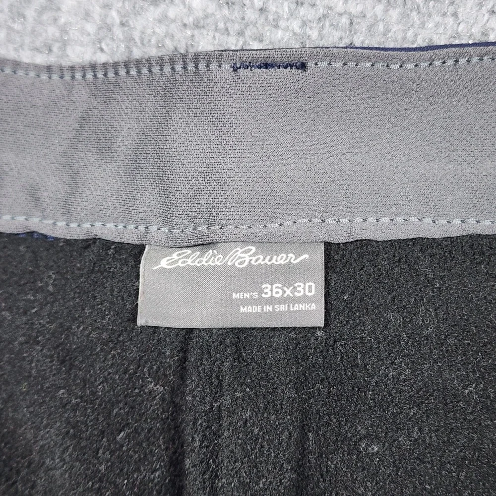 Eddie Bauer Mens 36x30 Fleece Lined Tech Pants Navy Blue Cargo Hiking 283947